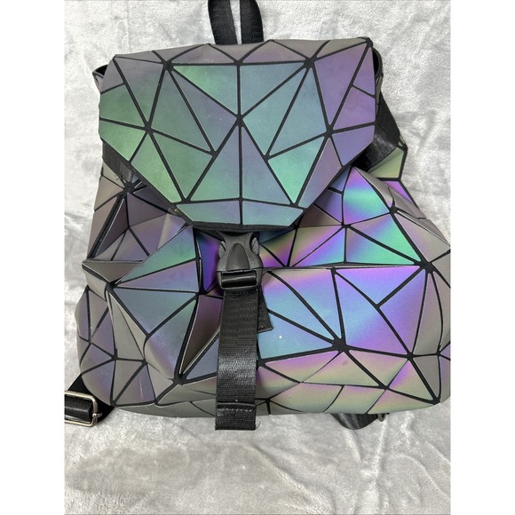LUXSHE Geometric Iridescent Backpack Luminous Drawstring Backpack READ! - Picture 14 of 16